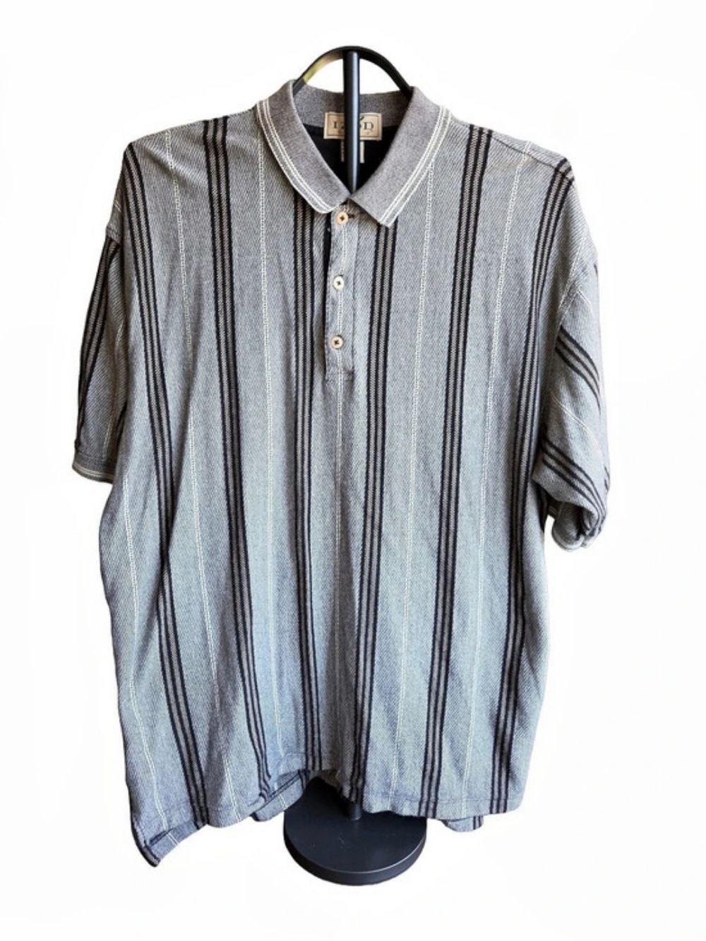 IZOD Striped Polo in Gray & Black